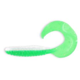 Relax Twister 4" - 8 cm reinweiss / grün-Glitter - 1 Stück