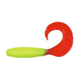 Relax Twister 4" - 8 cm fluogelb / red tail - 1 Stück