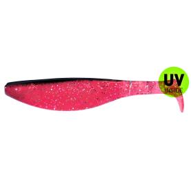 Relax Kopyto-River Gummifisch 6" - 16 cm - 5 Stück -  hot pink-Glitter / schwarz - hot pink-Glitter / black - ZipBag