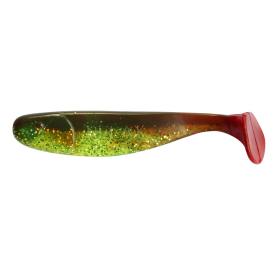 Relax Jankes 6" - 16 cm  grün (chartreuse)-Glitter / motoroil Glitter / red tail - 3er Pack im Original Relax ZIP BAG