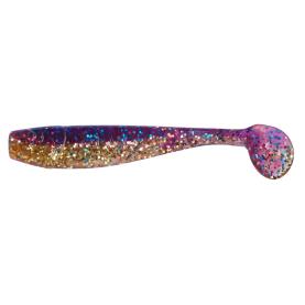 Relax King-Shad 4" (ca. 11,0 cm) klar gold Glitter  / violett-electric blue Glitter - 1 Stück