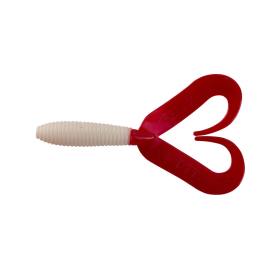 Relax Twister 3" Doppelschwanz - 7 cm reinweiss / red tail