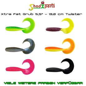 ShadXperts Xtra Fat Grub 5,5" - 13,0 cm Twister für Hecht, Zander, Meeresangeln